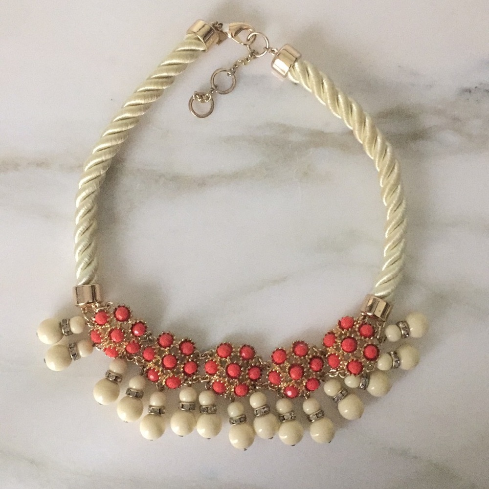 Banana Republic coral and cream statement necklace